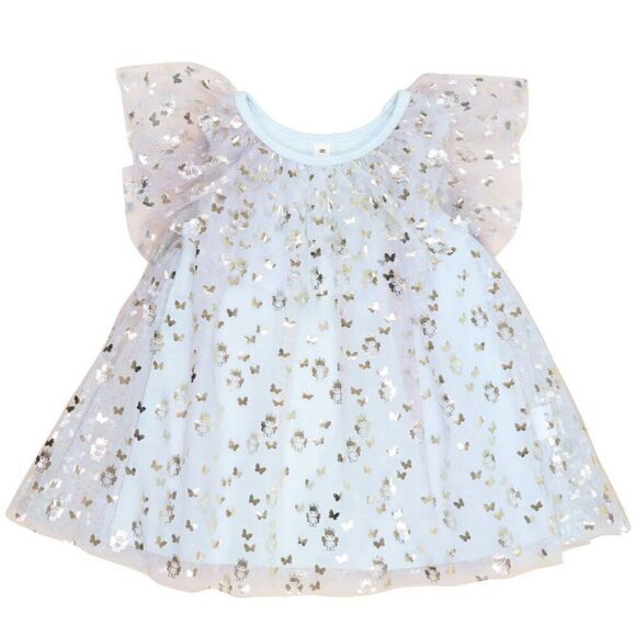 NWT! HUXBABY Unicorn Butterfly Wing Flutter Sleeve Dress Size 3-6M - Picture 2 of 5